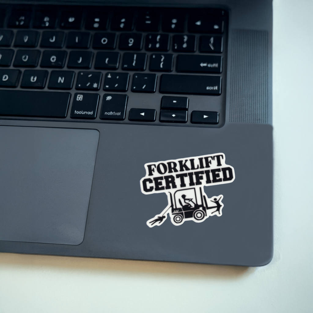 Durable, vinyl, die-cut, Forklift Certified Sticker.
