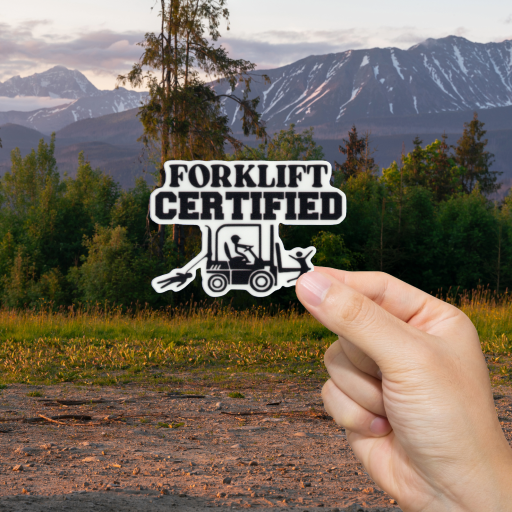 Durable, vinyl, die-cut, Forklift Certified Sticker.