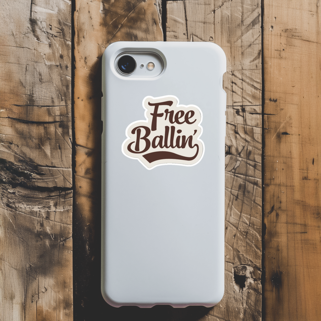 Durable, vinyl, die-cut, Free Ballin Sticker.