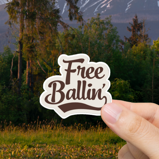 Durable, vinyl, die-cut, Free Ballin Sticker.