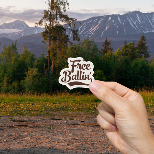 Durable, vinyl, die-cut, Free Ballin Sticker.
