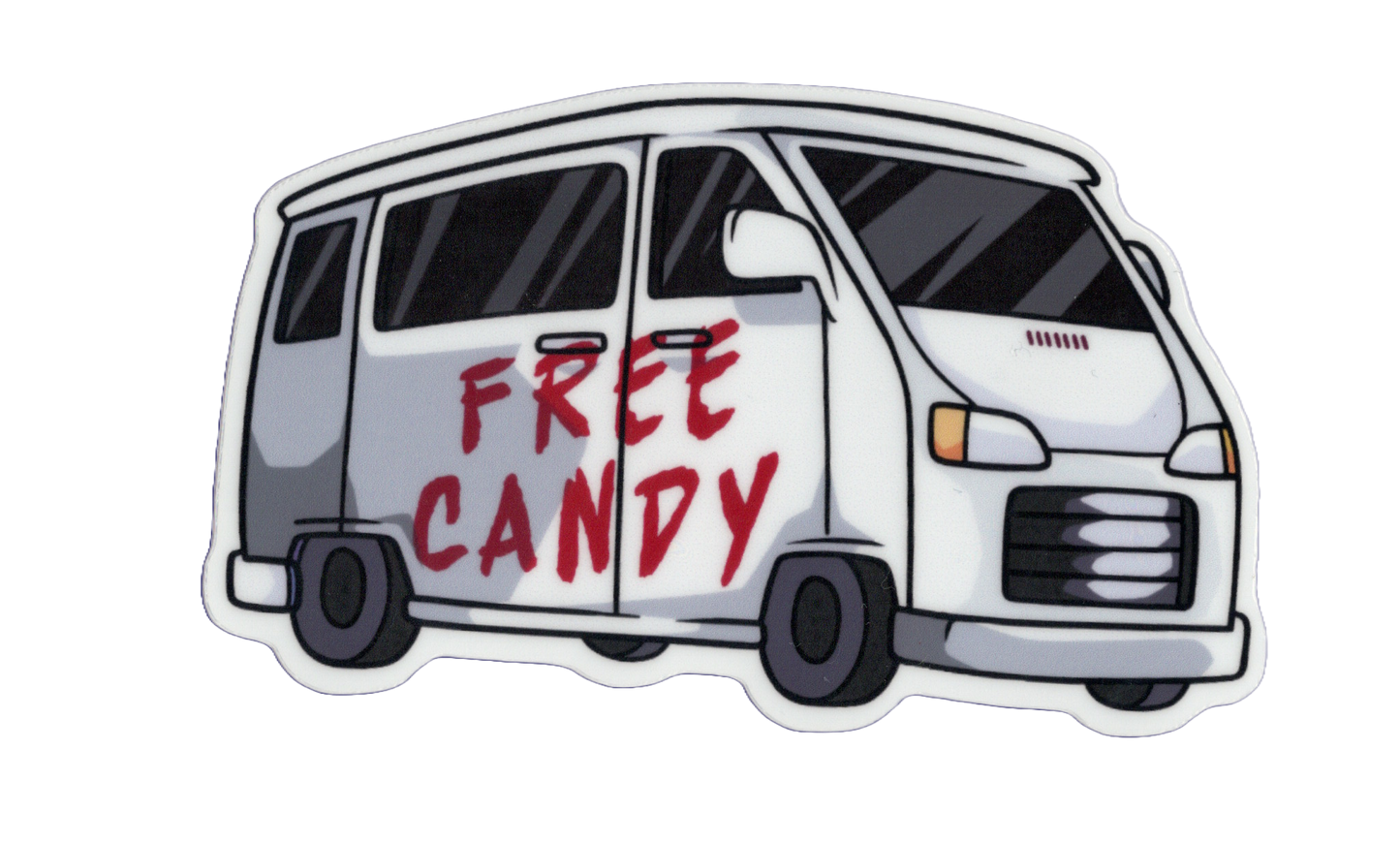 Durable vinyl, die-cut Free Candy Sticker