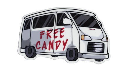 Durable vinyl, die-cut Free Candy Sticker