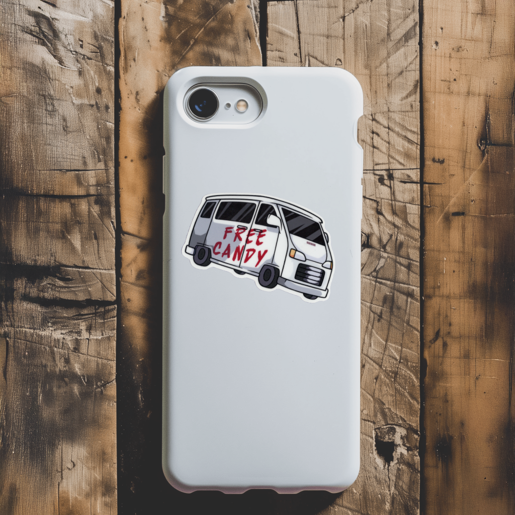Durable, vinyl, die-cut, Free Candy Sticker.