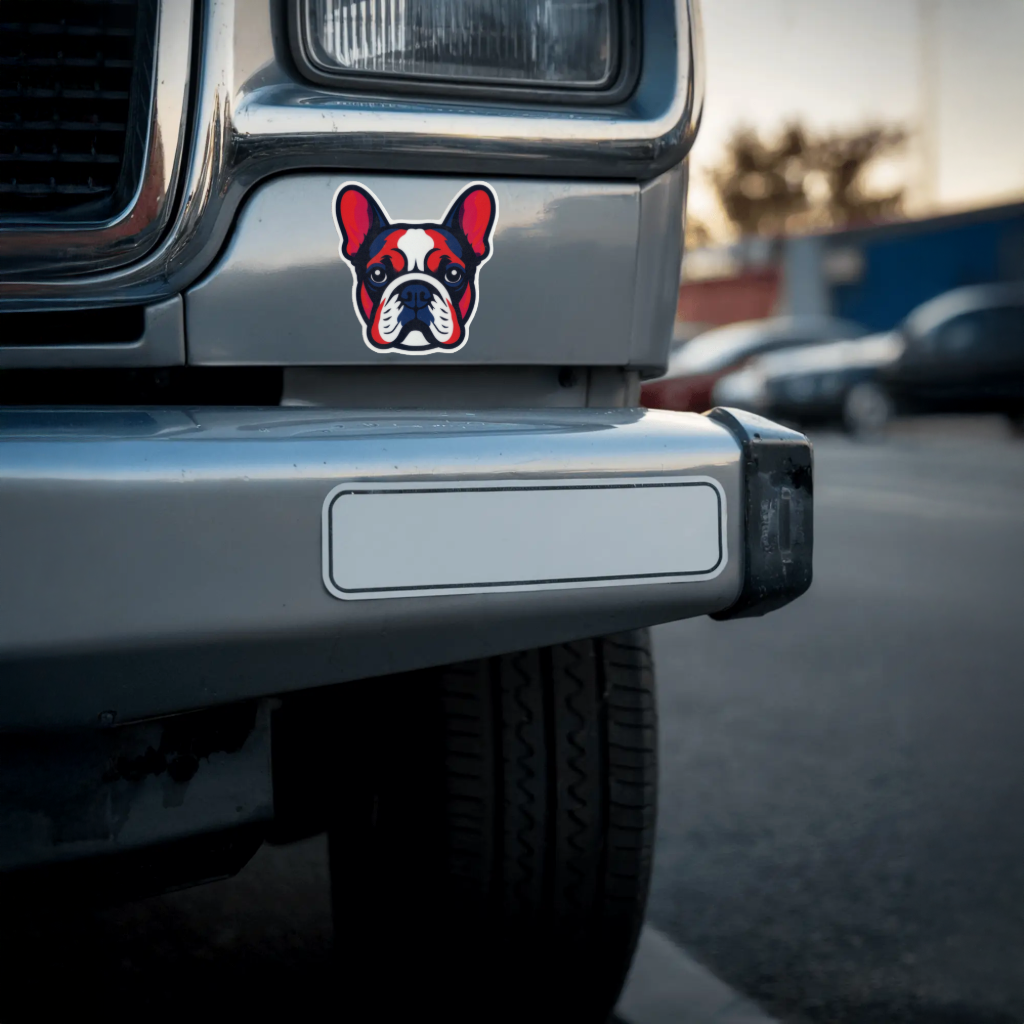 Durable, vinyl, die-cut, Frenchie Sticker.
