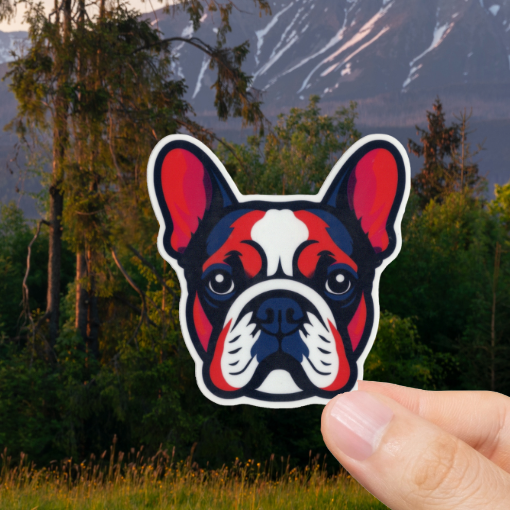 Durable, vinyl, die-cut, Frenchie Sticker.