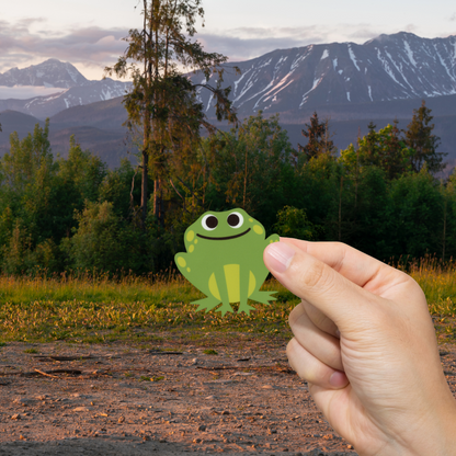 Durable, vinyl, die-cut, Frog Sticker.