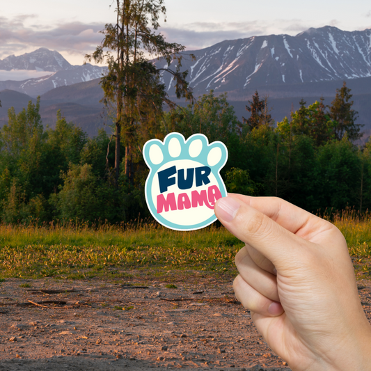 Durable, vinyl, die-cut, Fur Mama Sticker.