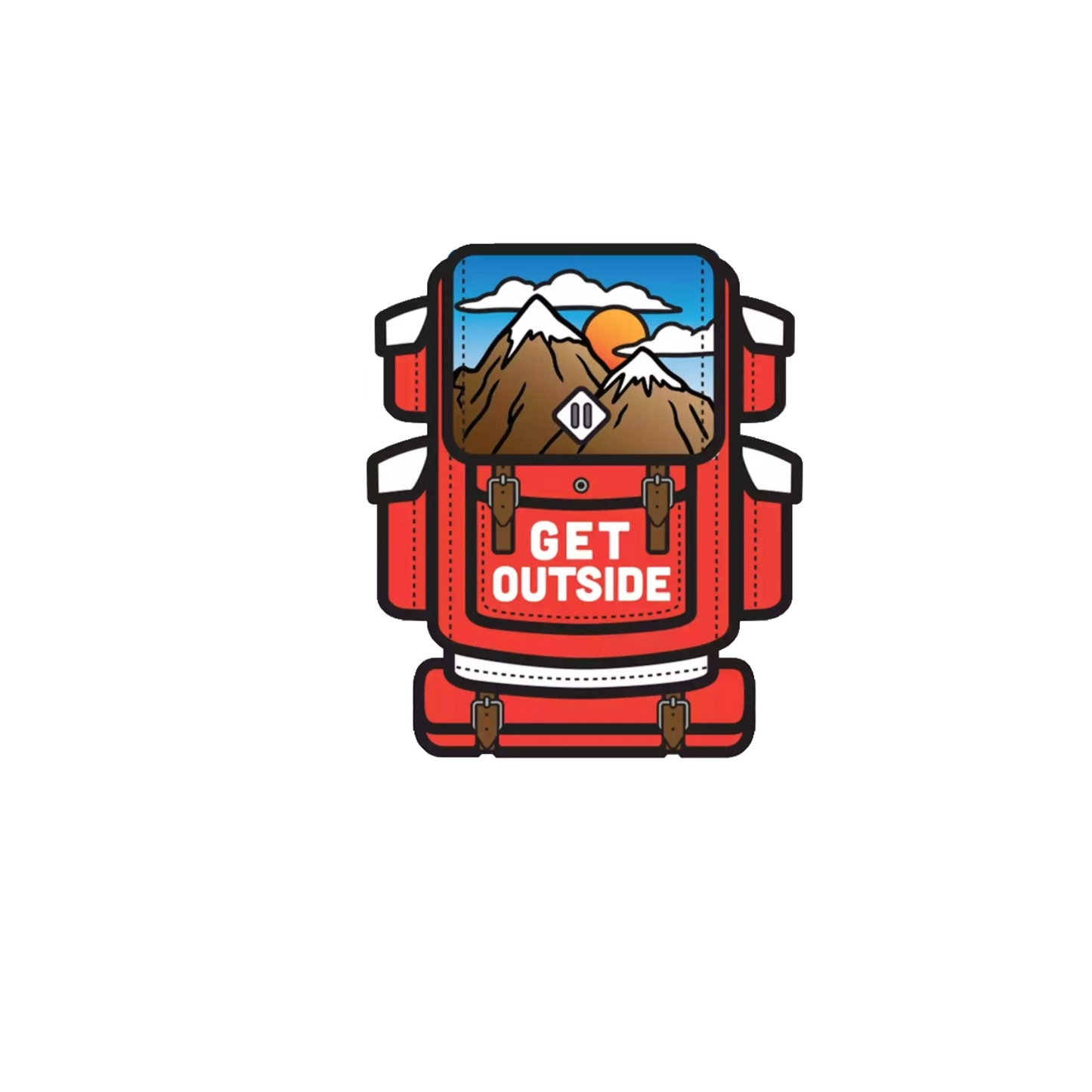 Durable vinyl, die-cut Get Outside Sticker