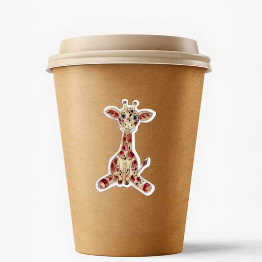 Durable, vinyl, die-cut, Smiling Baby Giraffe Sticker.