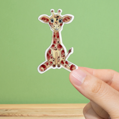 Durable, vinyl, die-cut, Smiling Baby Giraffe Sticker.