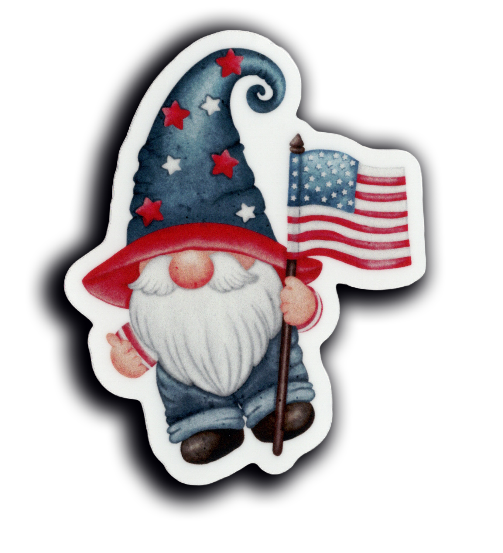 Durable vinyl, die-cut Gnome Flag Sticker