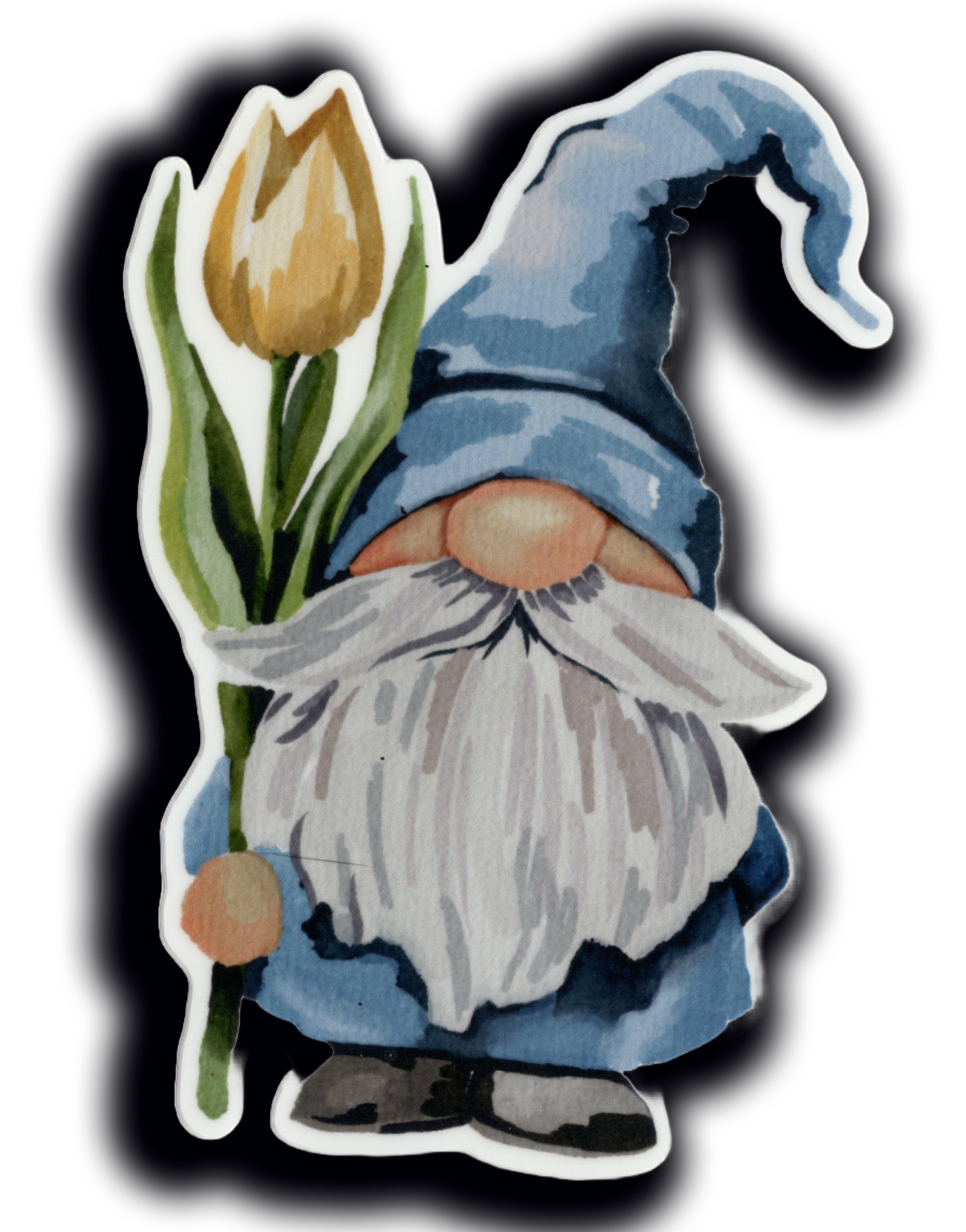 Durable vinyl, die-cut Gnome Rose Sticker