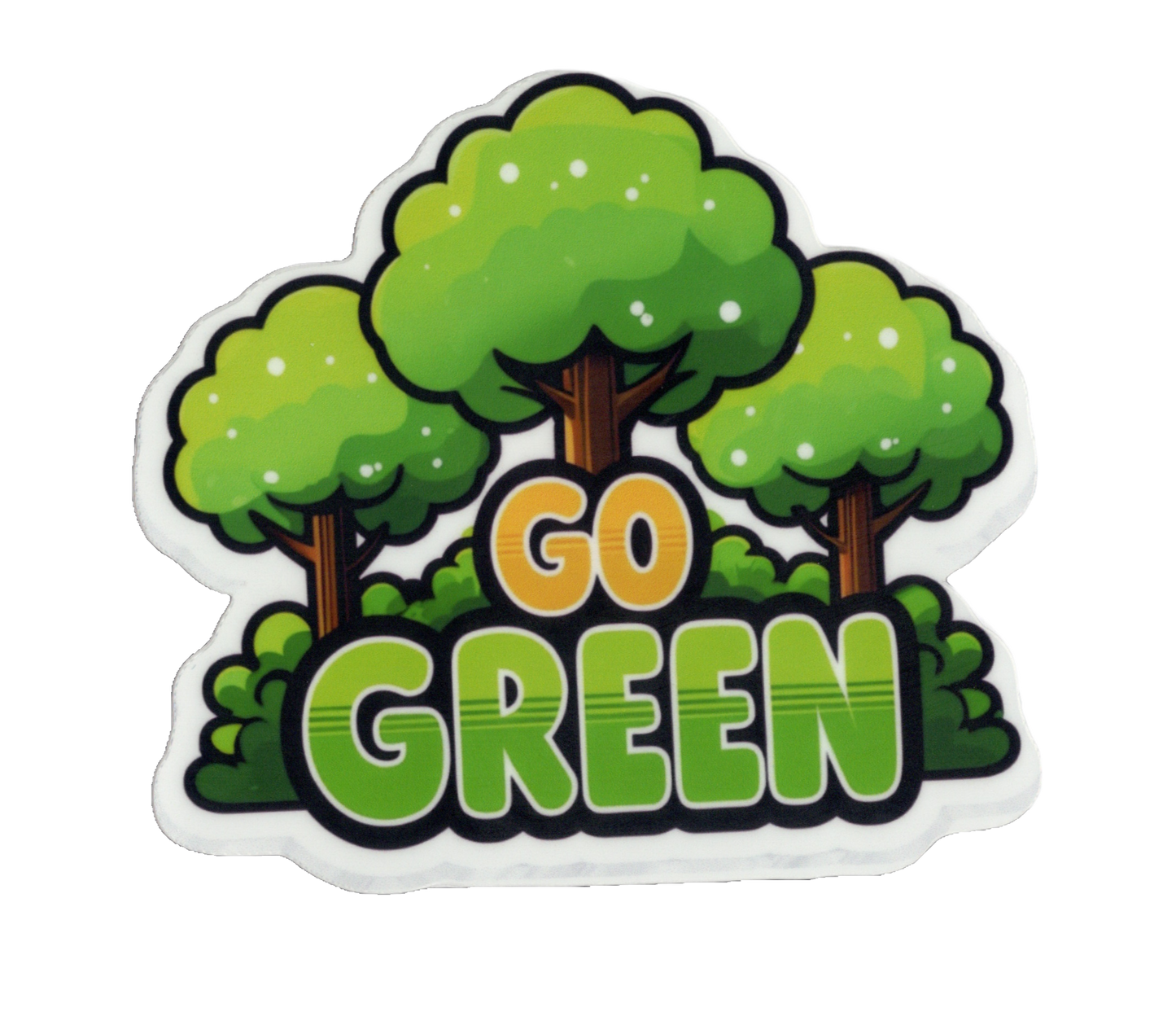 Durable vinyl, die-cut Go Green Sticker