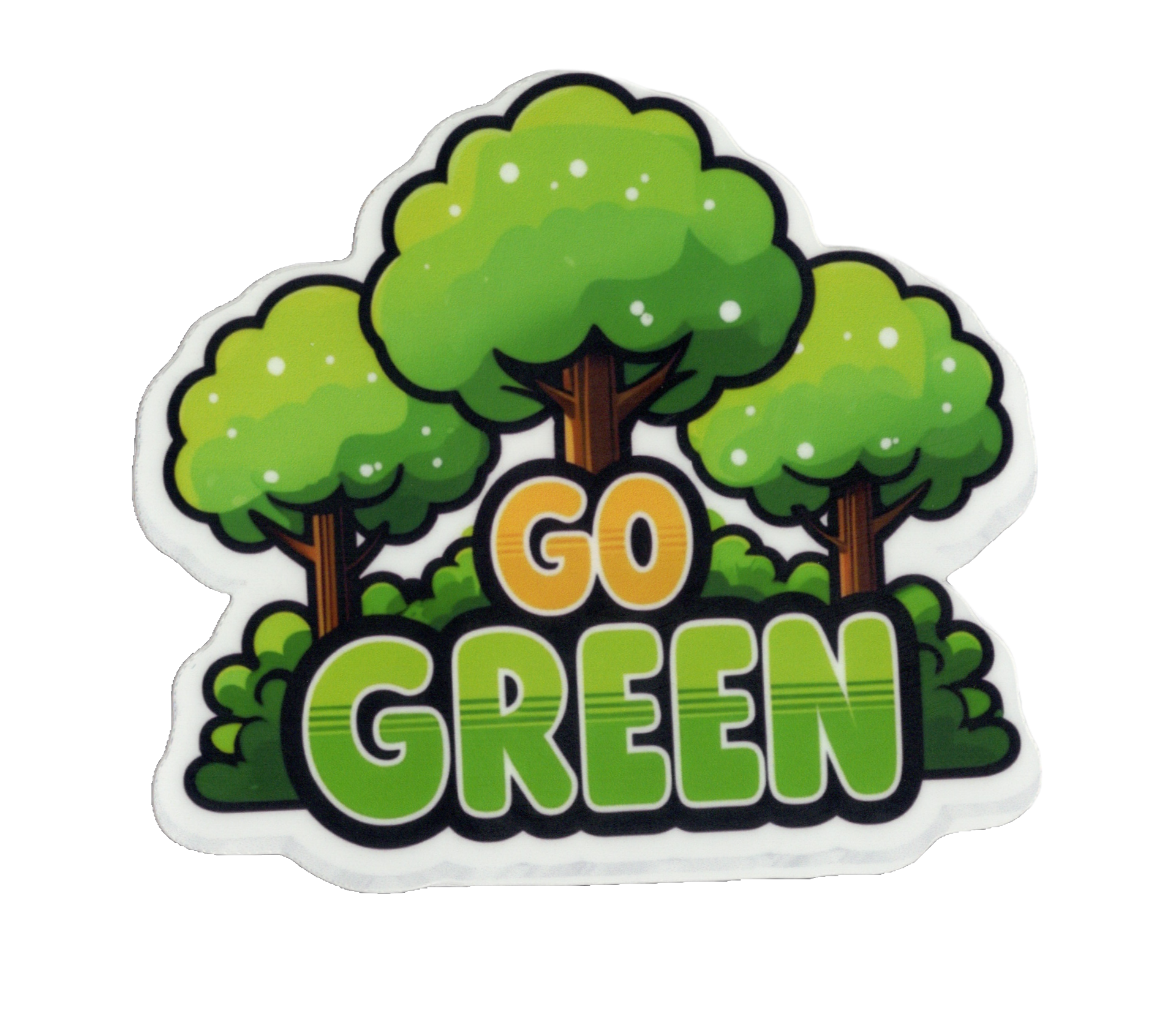 Durable vinyl, die-cut Go Green Sticker