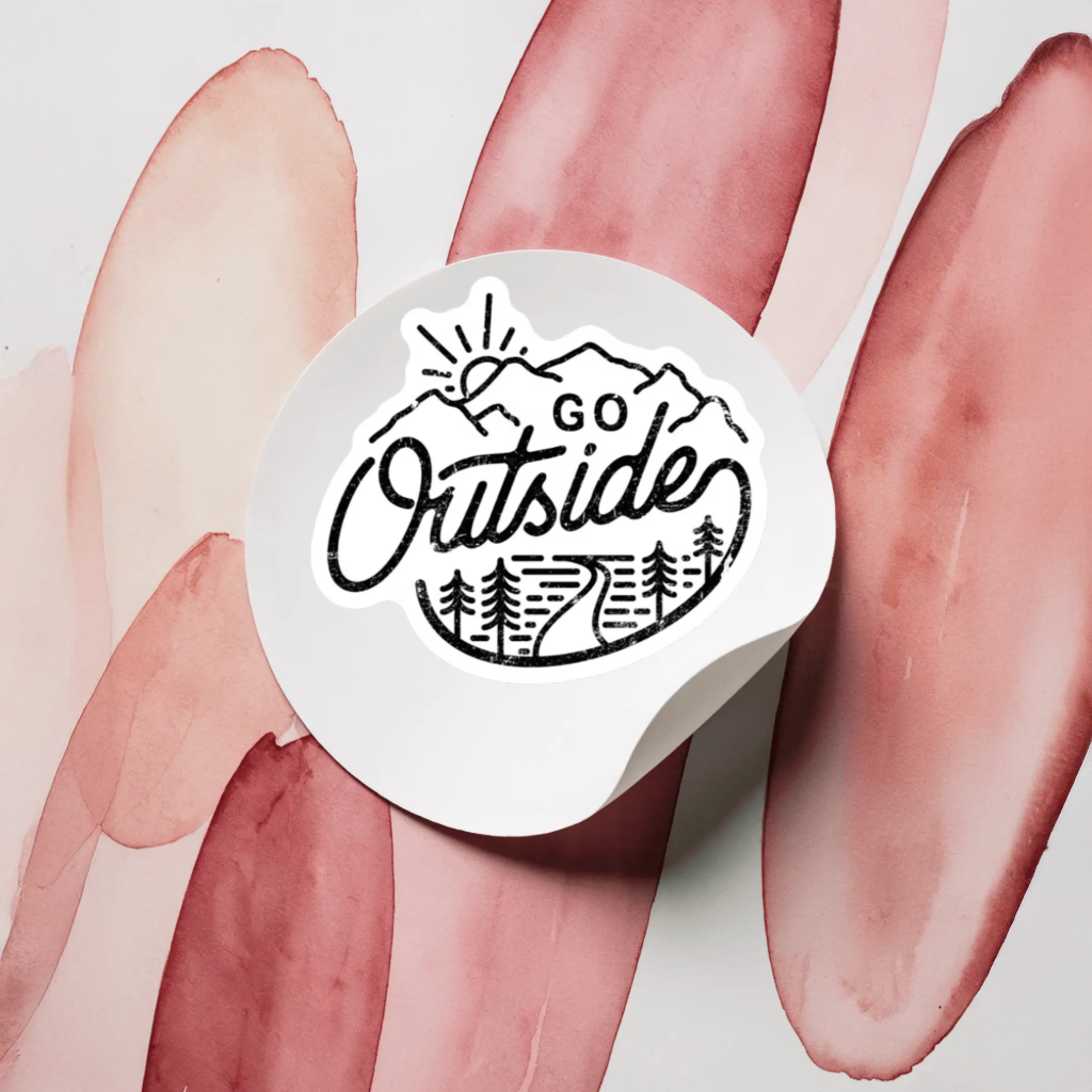 Durable, vinyl, die-cut, Go Outside Sticker.