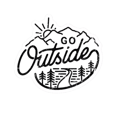 Durable vinyl, die-cut Go Outside Sticker