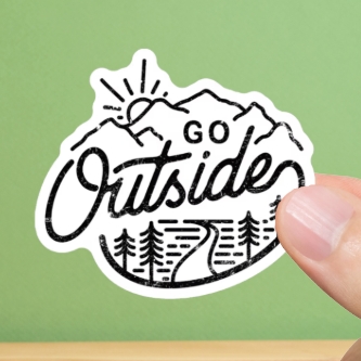 Durable, vinyl, die-cut, Go Outside Sticker.