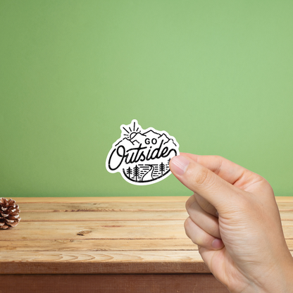 Durable, vinyl, die-cut, Go Outside Sticker.