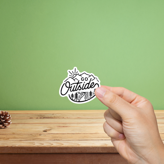 Durable, vinyl, die-cut, Go Outside Sticker.