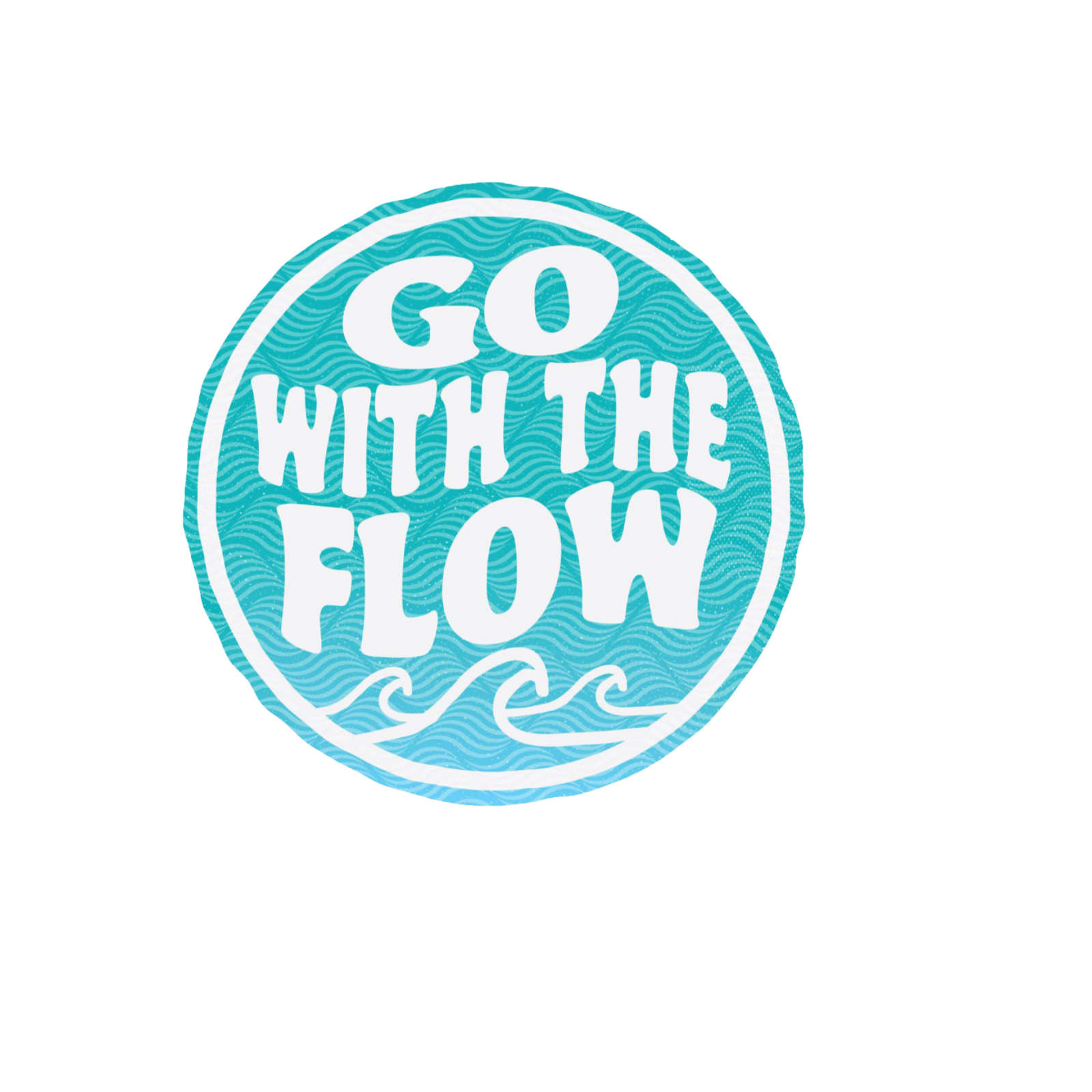 Durable, die-cut Go With The Flow Sticker