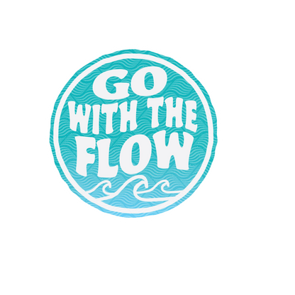 Durable, die-cut Go With The Flow Sticker