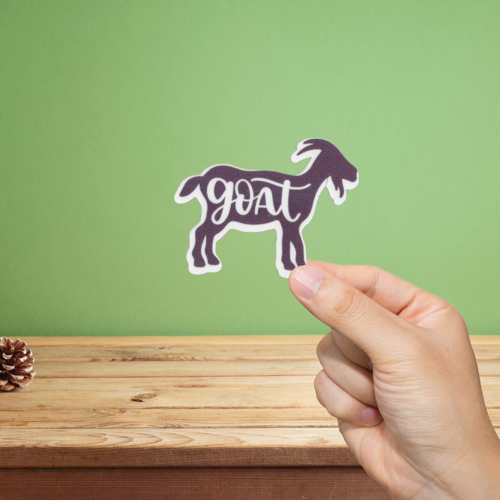 Durable, vinyl, die-cut, Goat Sticker.
