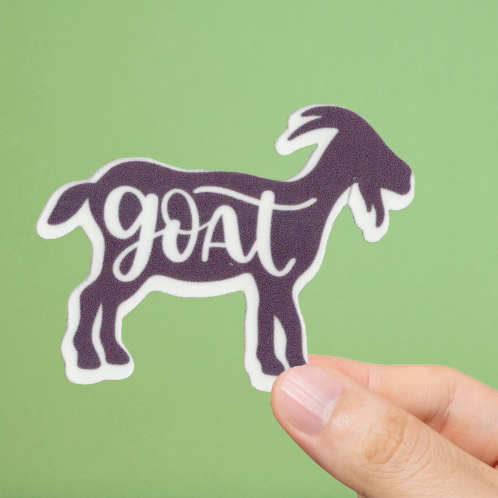 Durable, vinyl, die-cut, Goat Sticker.