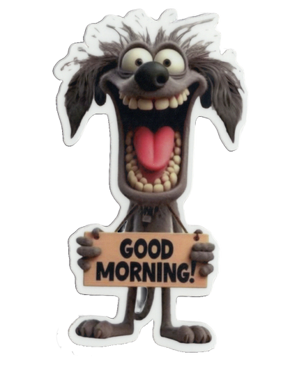 Durable vinyl, die-cut Good Morning Sticker