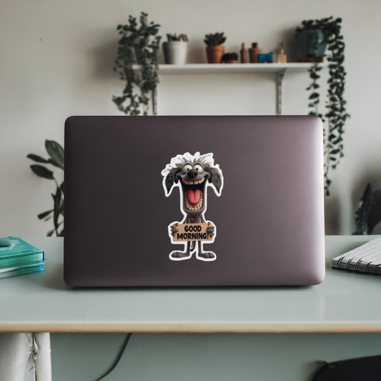 Durable, vinyl, die-cut, Good Morning Sticker.