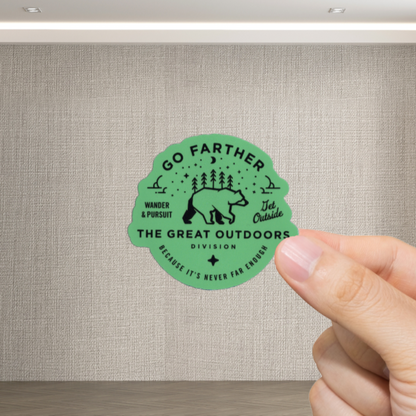 Durable, vinyl, die-cut, The Great Outdoors Sticker.