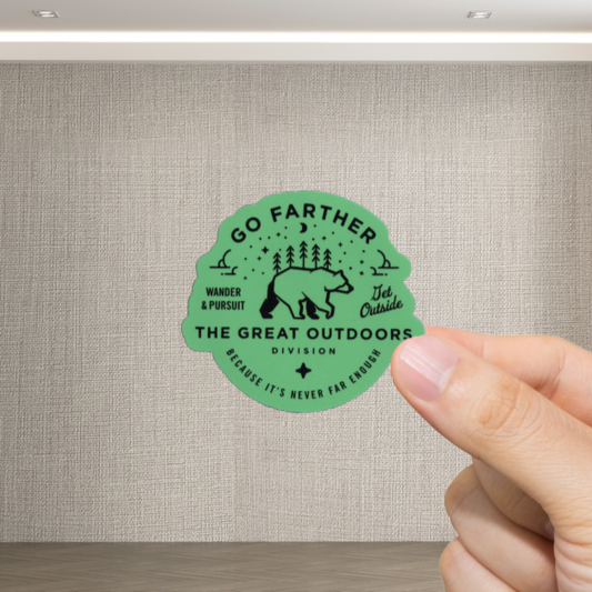 Durable, vinyl, die-cut, The Great Outdoors Sticker.