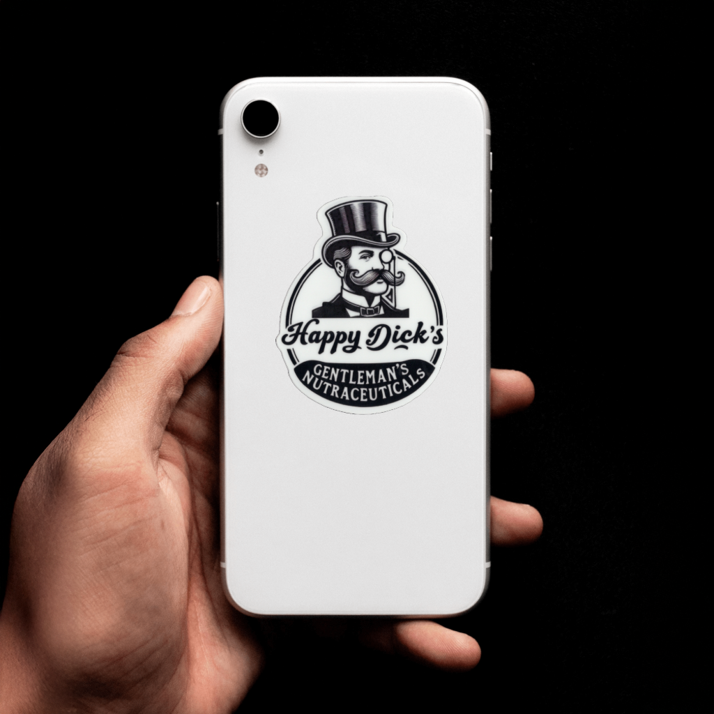 Durable, vinyl, die-cut, Happy Dicks Sticker.