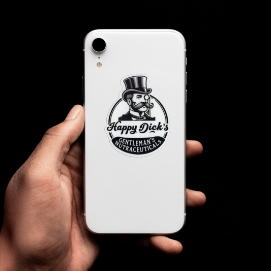 Durable, vinyl, die-cut, Happy Dicks Sticker.