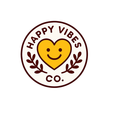 Durable, die-cut Happy Vibes Sticker