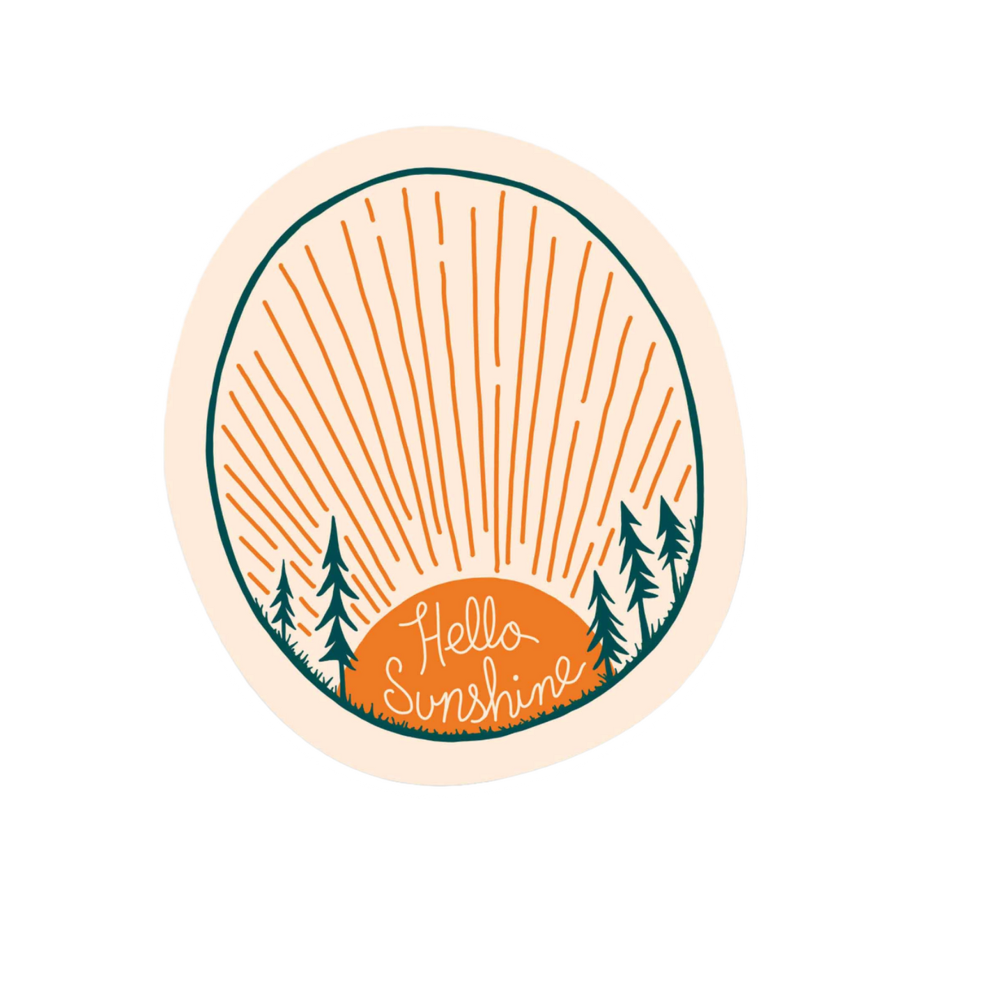 Our Hello Sunshine Sticker! unique, high-quality, vinyl die-cut, eco-friendly stickers