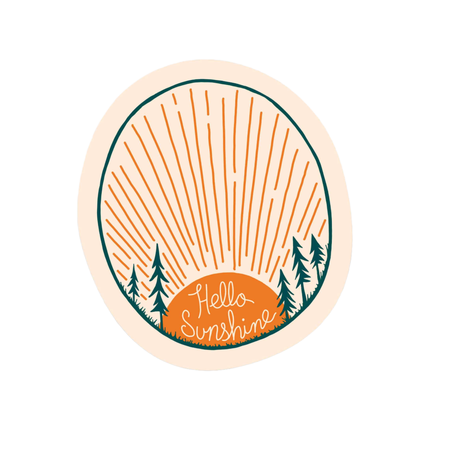 Our Hello Sunshine Sticker! unique, high-quality, vinyl die-cut, eco-friendly stickers