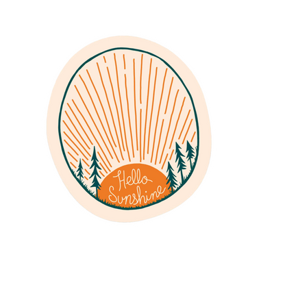 Our Hello Sunshine Sticker! unique, high-quality, vinyl die-cut, eco-friendly stickers