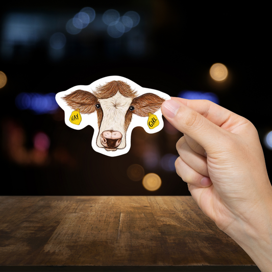 Durable, vinyl, die-cut, Hey Girl Cow Sticker.