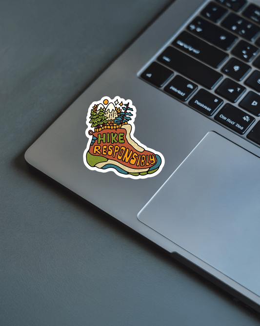 Durable, die-cut Hike Responsibly Sticker