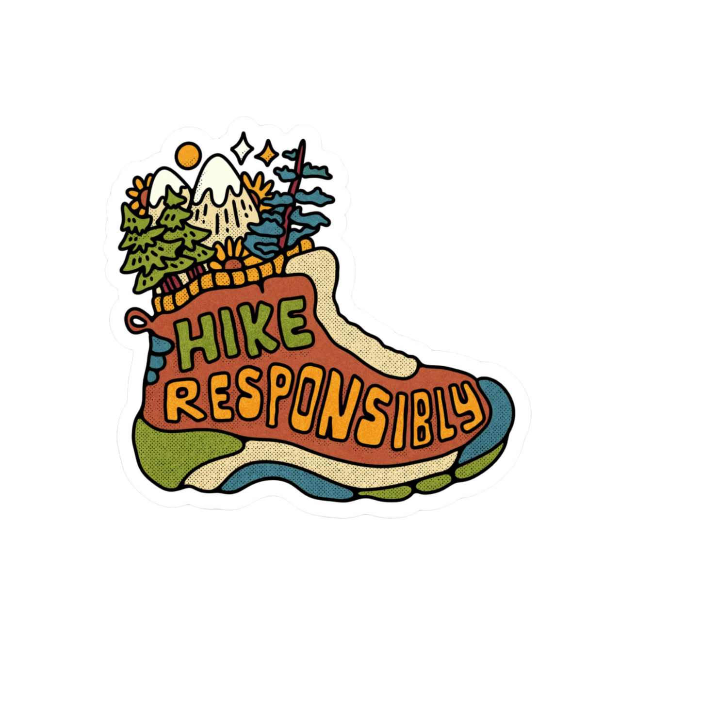 Durable, die-cut Hike Responsibly Sticker