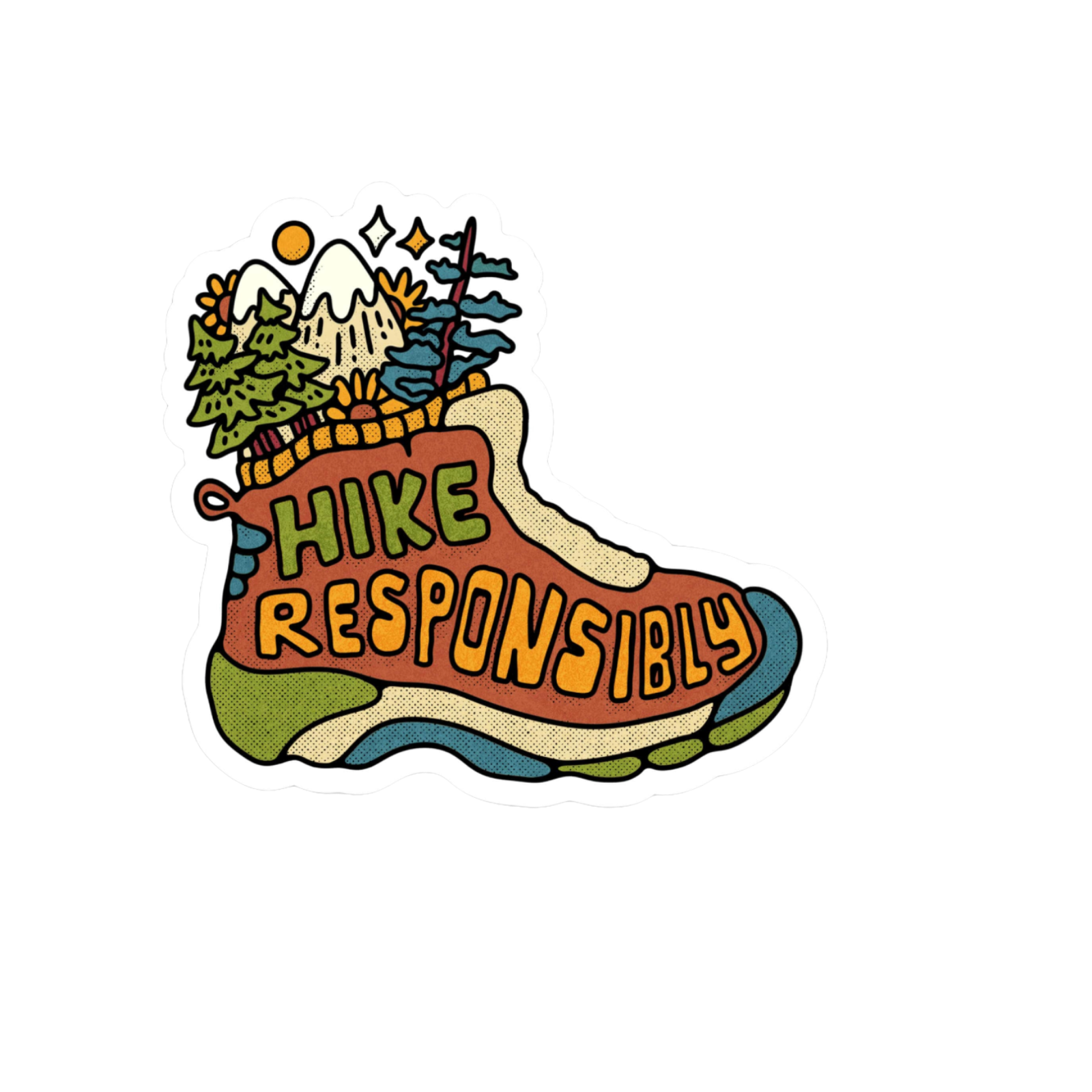 Durable, die-cut Hike Responsibly Sticker
