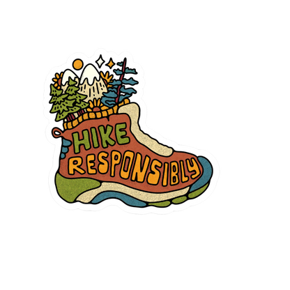 Durable, die-cut Hike Responsibly Sticker
