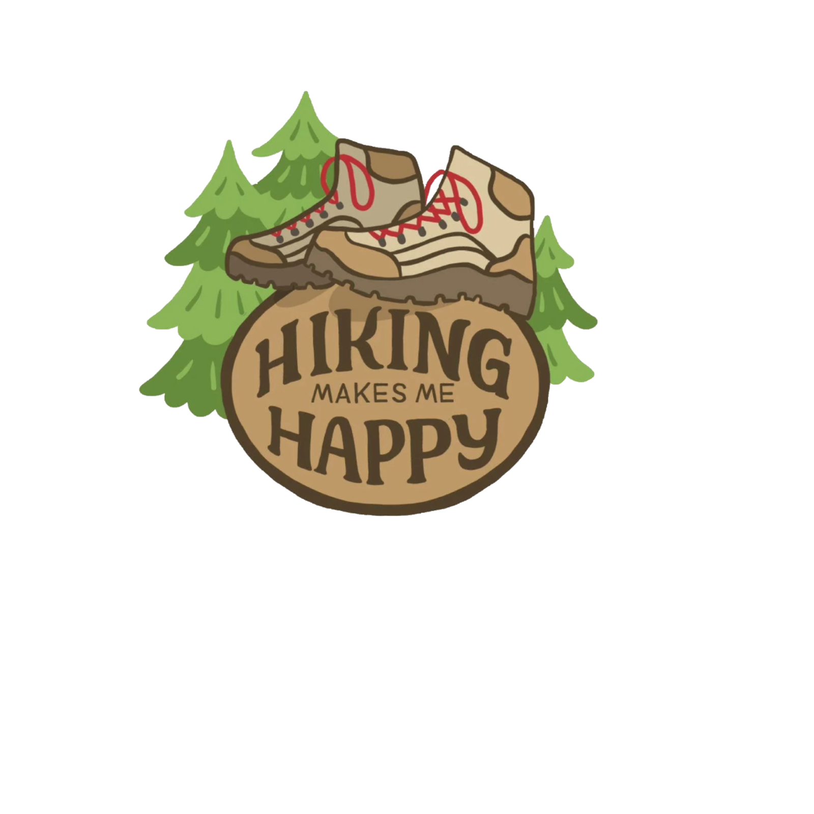 Durable, die-cut Hiking Happy Sticker