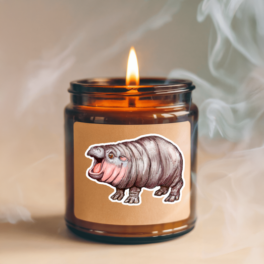 Durable, vinyl, die-cut, Hippopotamus Art Sticker.