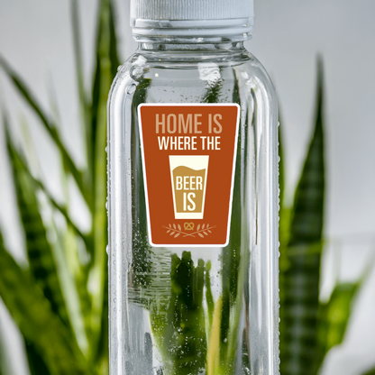 Durable, vinyl, die-cut, Home Is Where The Beer Is Sticker.