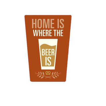 Durable vinyl, die-cut Home Is Where The Beer Is Sticker