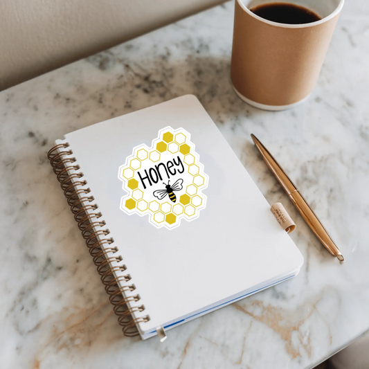 Durable, vinyl, die-cut, Honey Sticker.