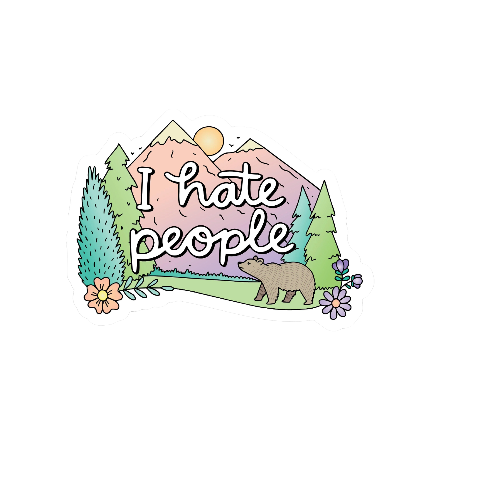 Durable vinyl, die-cut I Hate People Sticker