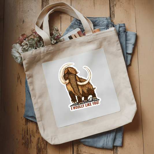 Durable, vinyl, die-cut, I Woolly Like You Sticker.